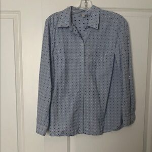 Talbots Blue Polka Dot Button Down Shirt